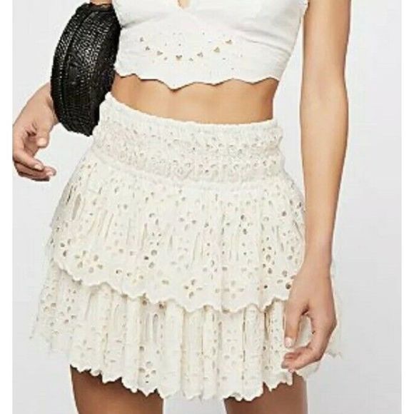 FREE PEOPLE EYELET MINISKIRT - Picture 2 of 4
